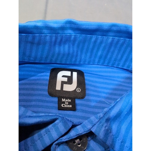 FootJoy Golf Polo Shirt Men's Large Blue Striped TPC San Antonio Logo - Picture 3 of 7